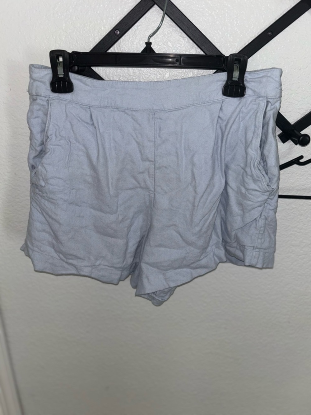 Abercrombie Fitch Womens Linen Shorts Size Large Elastic Waist Light Blue - Picture 2 of 4